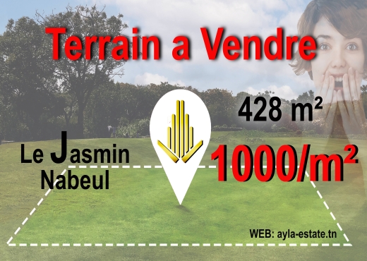A vendre un terrain Le Jasmin Nabeul - Bien immobilier à {"id":16,"country_id":219,"name":"NABEUL","slug":"nabeul"} - Agence Immobilière Ayla Estate